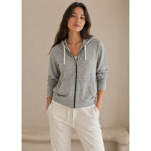 Standard JAMES PERSE Gray Full Zip USA Hoodie Jacket Top  Women's Size 2 Medium